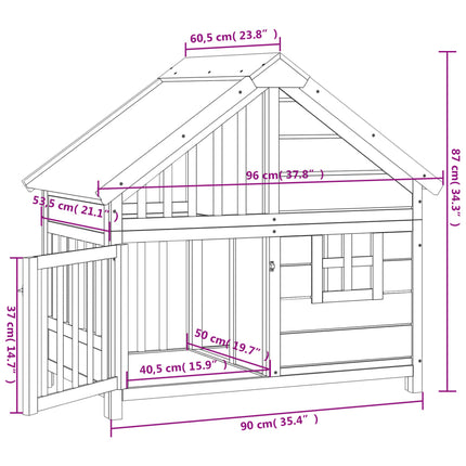 Chenil 96X60,5X87 Cm Bois De Pin Solide
