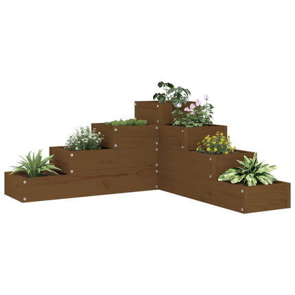 Jardinière 4 Niveaux 106X104,5X36 Cm Gris Bois De Pin Massif