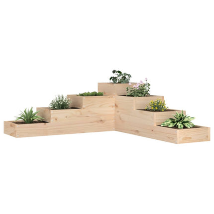 Jardinière 4 Niveaux 106X104,5X36 Cm Gris Bois De Pin Massif