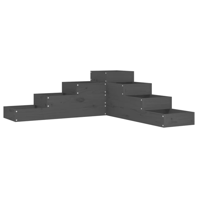 Jardinière 4 Niveaux 106X104,5X36 Cm Gris Bois De Pin Massif