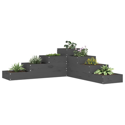 Jardinière 4 Niveaux 106X104,5X36 Cm Gris Bois De Pin Massif