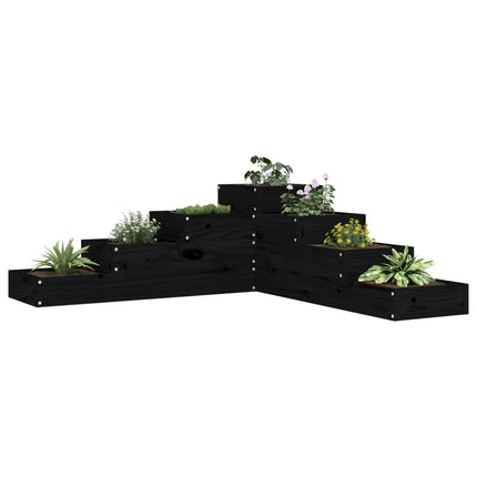 Jardinière 4 Niveaux 106X104,5X36 Cm Gris Bois De Pin Massif