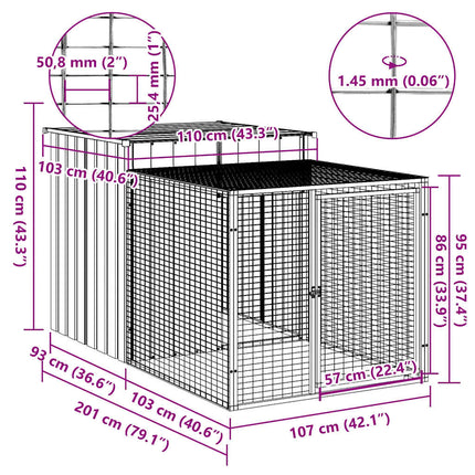 Poulailler Avec Cour Acier Galvanisé