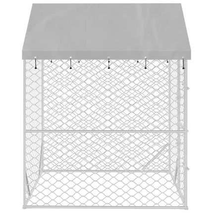Chenil D'extérieur Pour Chiens Avec Toit Argenté 2X2X2,5 M
