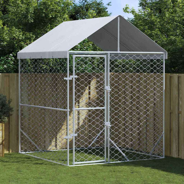 Chenil D'extérieur Pour Chiens Avec Toit Argenté 2X2X2,5 M