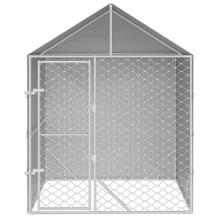Chenil D'extérieur Pour Chiens Avec Toit Argenté 2X2X2,5 M