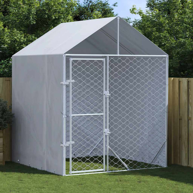 Chenil D'extérieur Pour Chiens Avec Toit Argenté 2X2X2,5 M