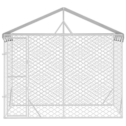 Chenil D'extérieur Pour Chiens Avec Toit Argenté 3X1,5X2,5 M