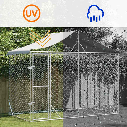 Chenil D'extérieur Pour Chiens Avec Toit Argenté 3X1,5X2,5 M
