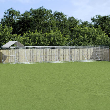 Chenil D'extérieur Pour Chiens Avec Toit Argenté 2X2X2,5 M