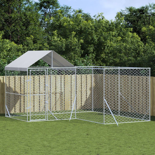 Chenil D'extérieur Pour Chiens Avec Toit Argenté 12X12X2,5 M