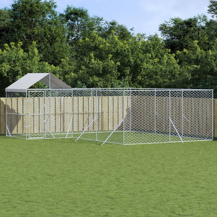 Chenil D'extérieur Pour Chiens Avec Toit Argenté 12X12X2,5 M