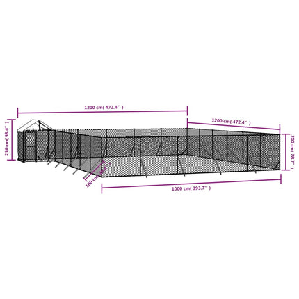 Chenil D'extérieur Pour Chiens Avec Toit Argenté 12X12X2,5 M