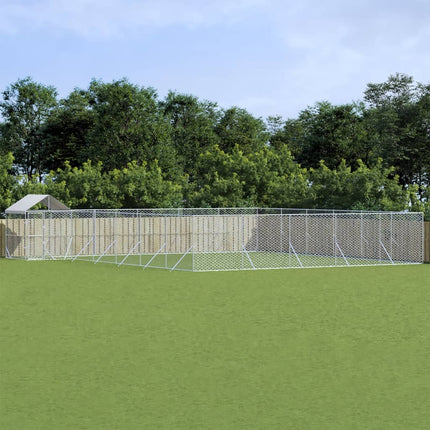 Chenil D'extérieur Pour Chiens Avec Toit Argenté 12X12X2,5 M