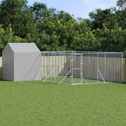 Chenil D'extérieur Pour Chiens Avec Toit Argenté 10X10X2,5 M