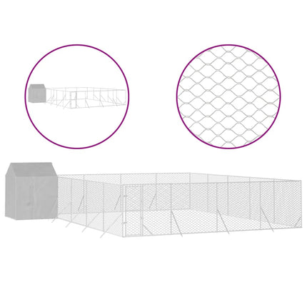 Chenil D'extérieur Pour Chiens Avec Toit Argenté 10X10X2,5 M