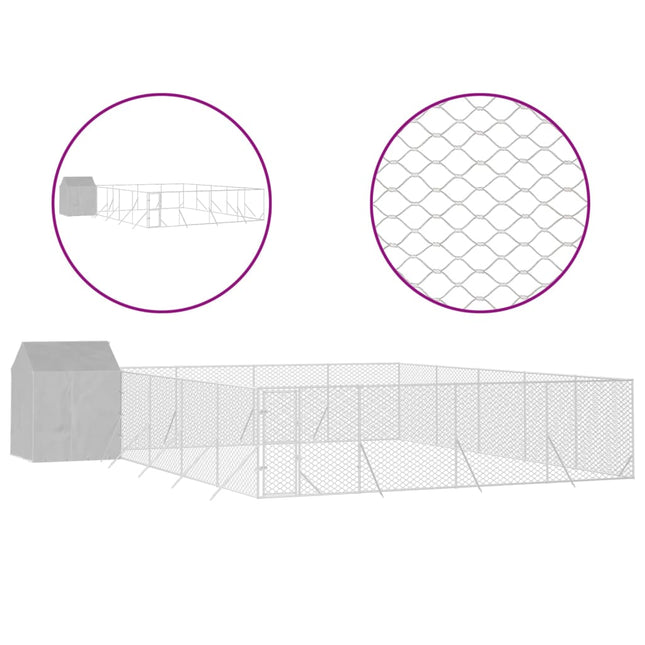 Chenil D'extérieur Pour Chiens Avec Toit Argenté 10X10X2,5 M