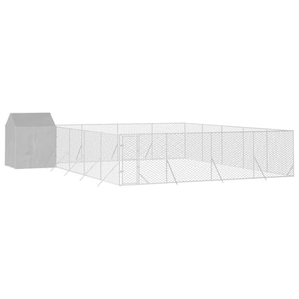 Chenil D'extérieur Pour Chiens Avec Toit Argenté 10X10X2,5 M