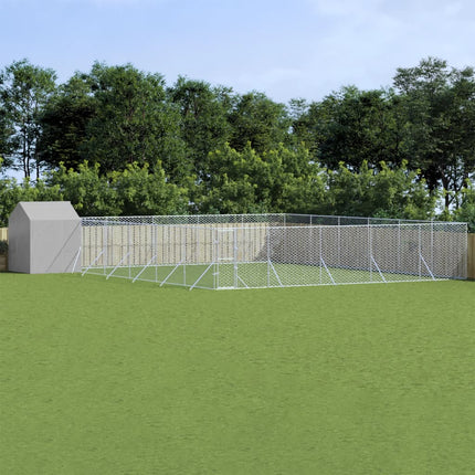 Chenil D'extérieur Pour Chiens Avec Toit Argenté 10X10X2,5 M