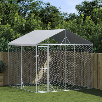 Chenil D'extérieur Pour Chiens Avec Toit Argenté 3X1,5X2,5 M