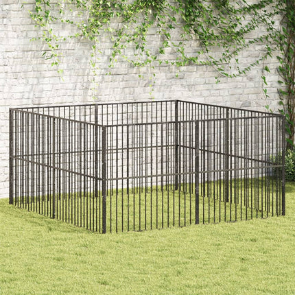Parc Pour Chien 4 Panneaux Noir Acier Galvanisé