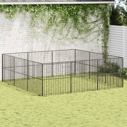 Parc Pour Chien 4 Panneaux Noir Acier Galvanisé