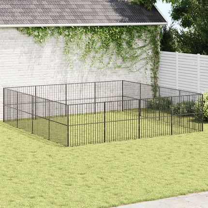 Parc Pour Chien 4 Panneaux Noir Acier Galvanisé