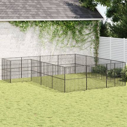 Parc Pour Chien 4 Panneaux Noir Acier Galvanisé