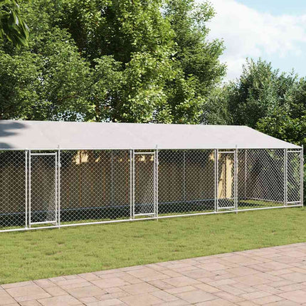 Cage Pour Chien Avec Toit Et Porte Gris Acier Galvanisé