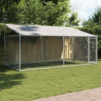 Cage Pour Chien Avec Toit Et Porte Gris Acier Galvanisé