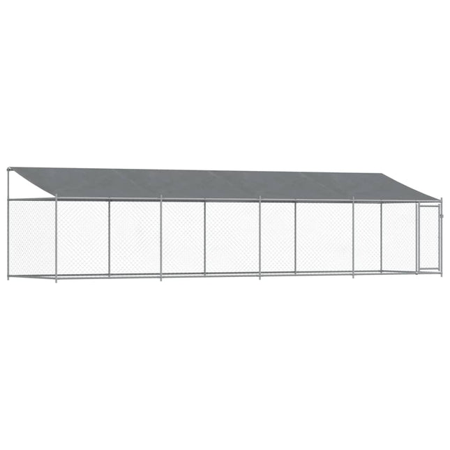 Cage Pour Chien Avec Toit Et Porte Gris Acier Galvanisé