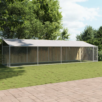 Cage Pour Chien Avec Toit Et Porte Gris Acier Galvanisé