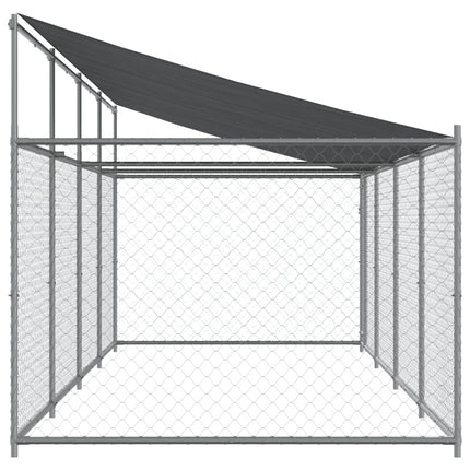 Cage Pour Chien Avec Toit Et Porte Gris Acier Galvanisé