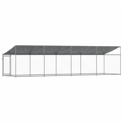 Cage Pour Chien Avec Toit Et Porte Gris Acier Galvanisé