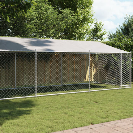 Cage Pour Chien Avec Toit Et Porte Gris Acier Galvanisé