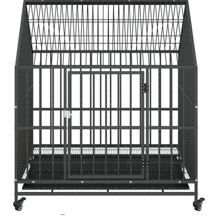 Cage Pour Chien Avec Roues Noir Gris Acier Galvanisé
