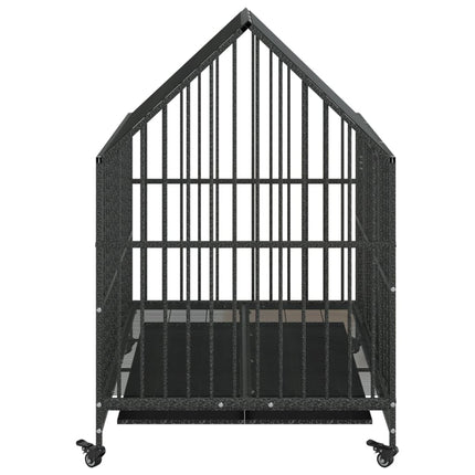 Cage Pour Chien Avec Roues Noir Gris Acier Galvanisé