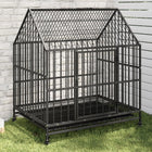 Cage Pour Chien Avec Roues Noir Gris Acier Galvanisé