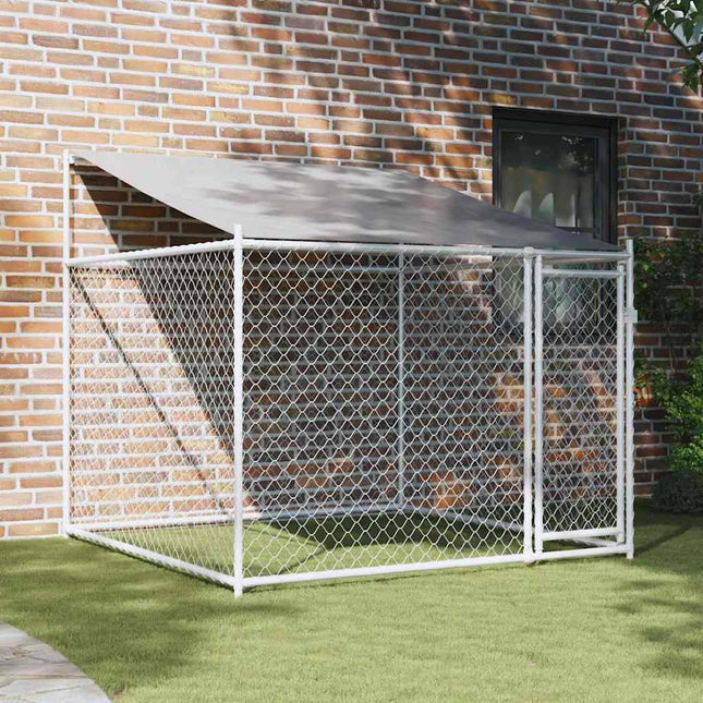 Cage Pour Chien Avec Toit Et Porte Gris Acier Galvanisé