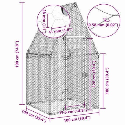Cage Pour Poules Argenté Acier Galvanisé