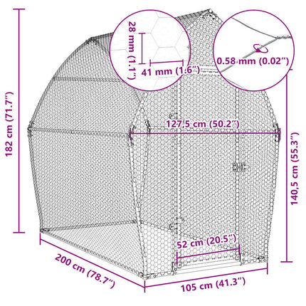 Cage Pour Poules Argenté Acier Galvanisé
