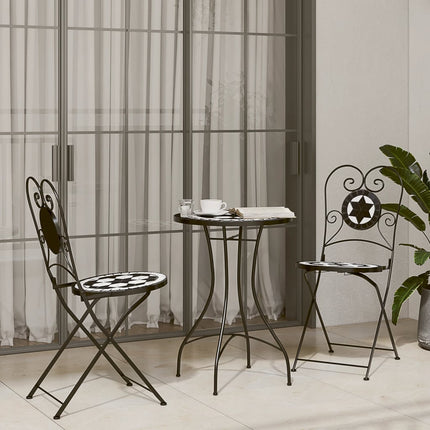 Ensemble De Bistro 3 Pcs Carreaux Céramiques Terre Cuite