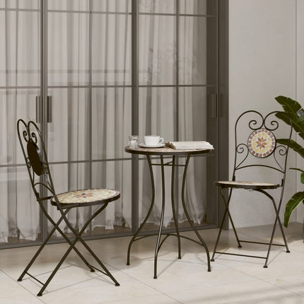 Ensemble De Bistro 3 Pcs Carreaux Céramiques Terre Cuite
