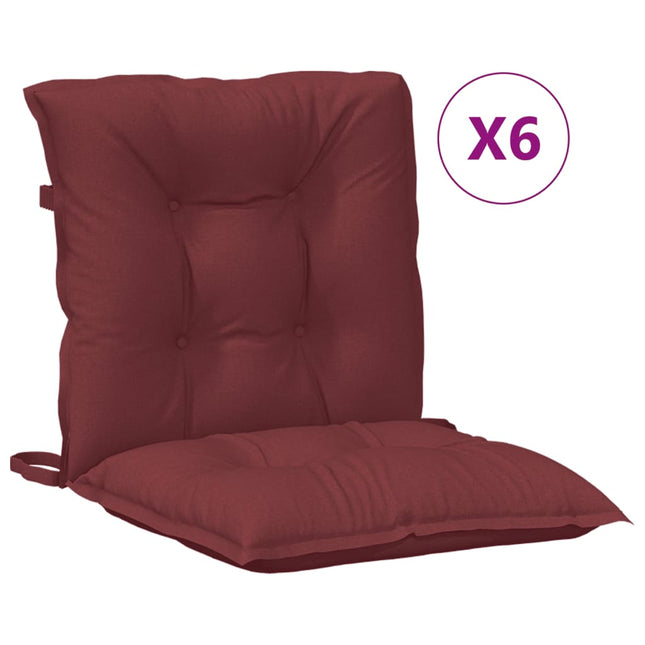 Coussins De Chaise Dossier Bas Lot De 6 Rouge Bordeaux Mélangé