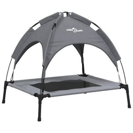 Lit Pour Chien Avec Auvent Anthracite Tissu Oxford Et Acier