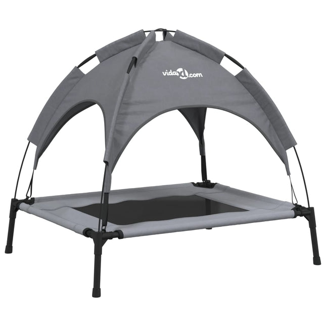 Lit Pour Chien Avec Auvent Anthracite Tissu Oxford Et Acier