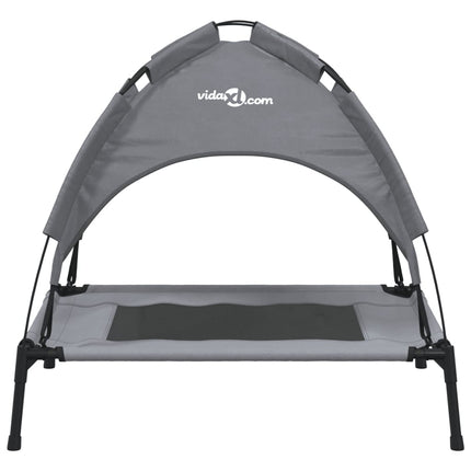 Lit Pour Chien Avec Auvent Anthracite Tissu Oxford Et Acier