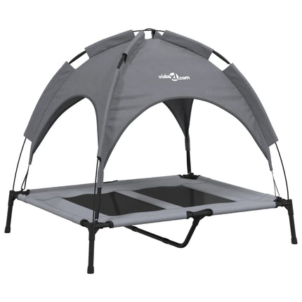 Lit Pour Chien Avec Auvent Anthracite Tissu Oxford Et Acier