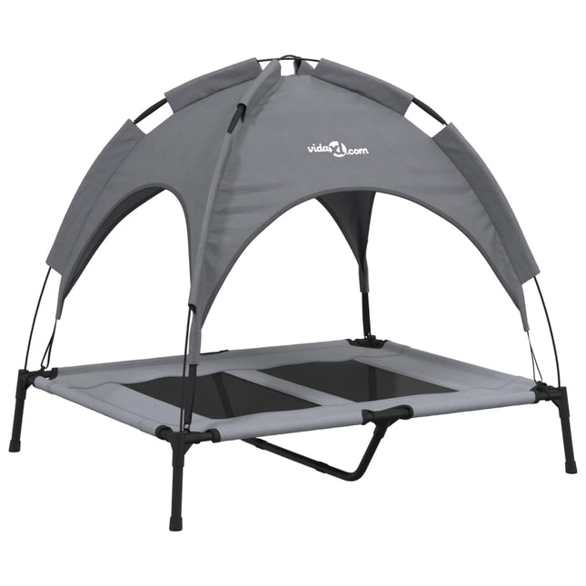 Lit Pour Chien Avec Auvent Anthracite Tissu Oxford Et Acier