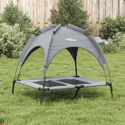 Lit Pour Chien Avec Auvent Anthracite Tissu Oxford Et Acier